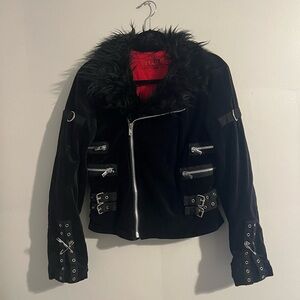 Vintage Tripp NYC Black Leather Jacket with Faux Fur Trim